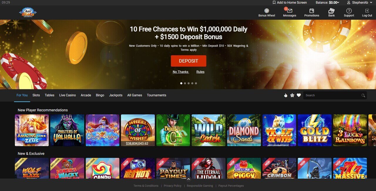 All Slots Casino Lobby