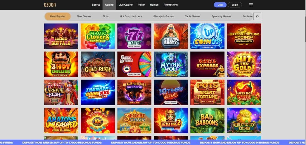 Ozoon casino games screenshot