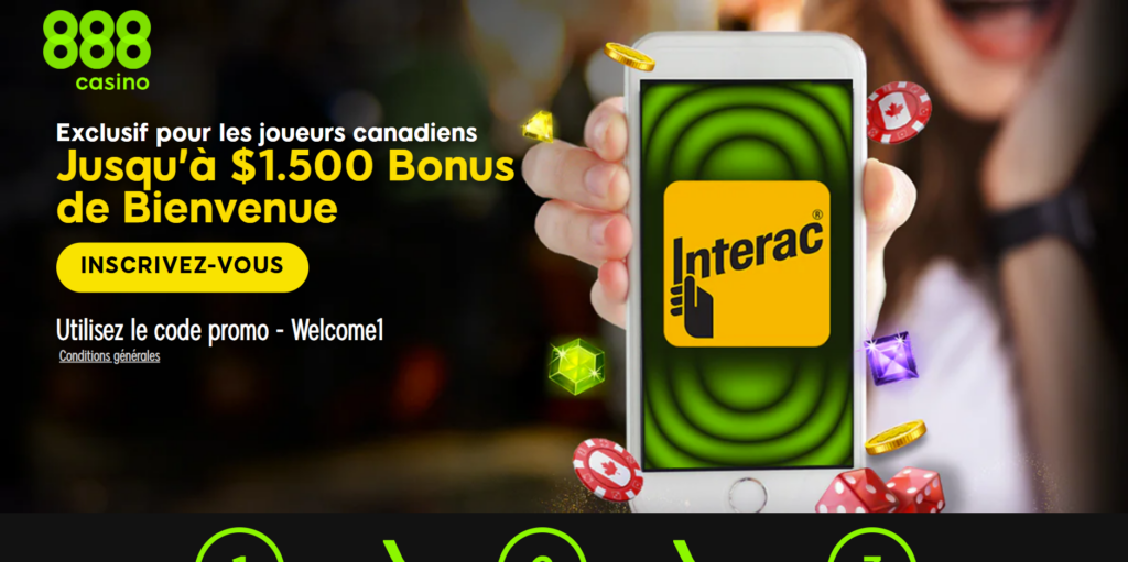 lobby du casino 888 avec offre de bonus