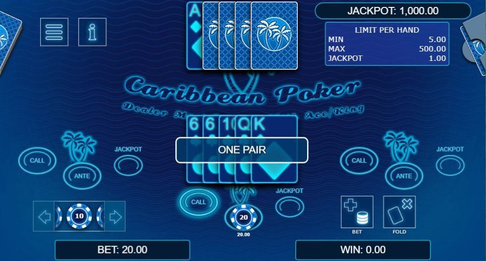 Online Caribbean poker table