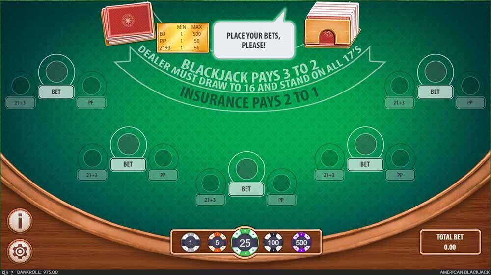 Screenshot of online blackjack