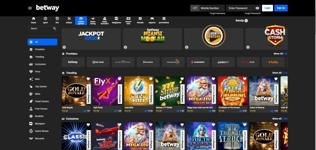 betway casino game library