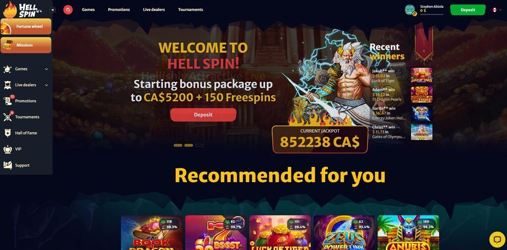 HellSpin Casino Homepage
