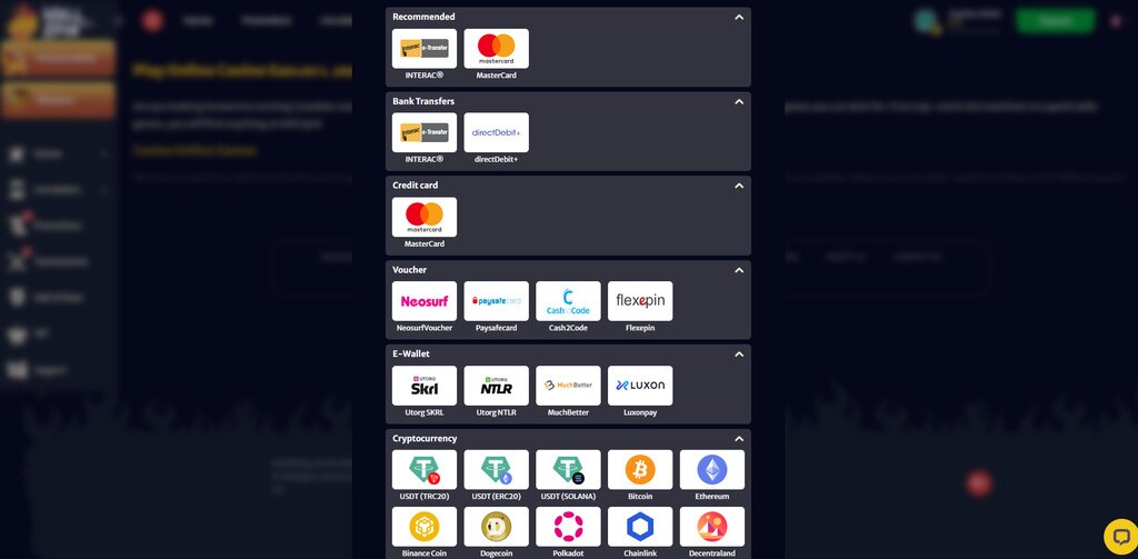 HellSpin Casino Payment methods