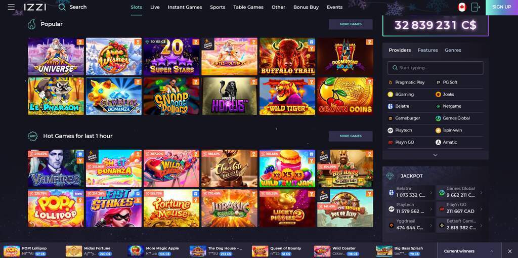 Izzi Casino Games Library