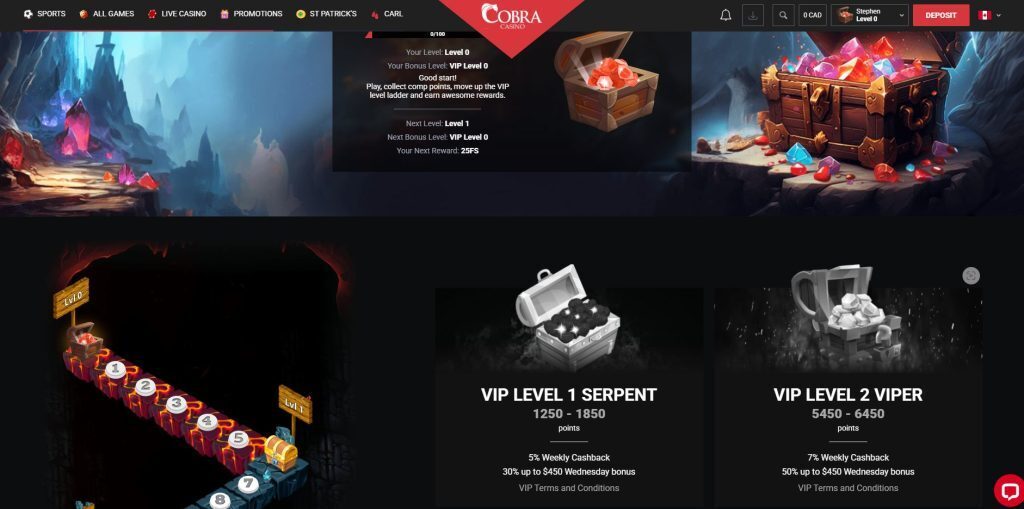 Cobra Casino VIP program