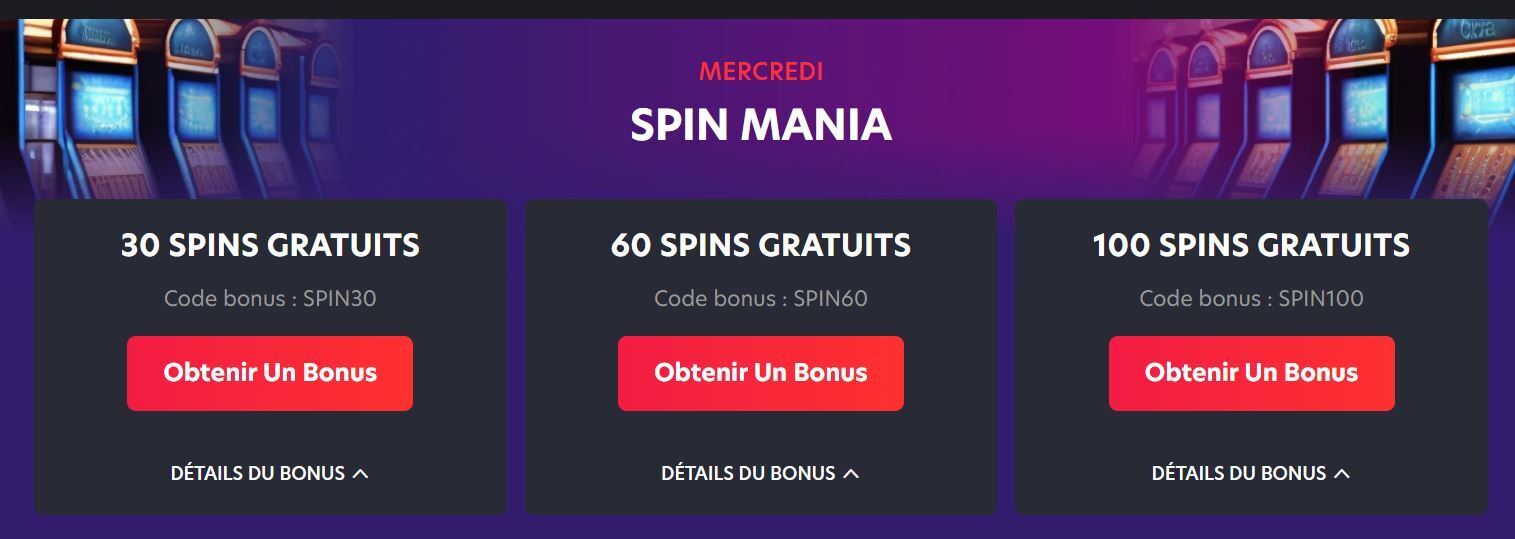 mercredi spin mania at 1red casino FR