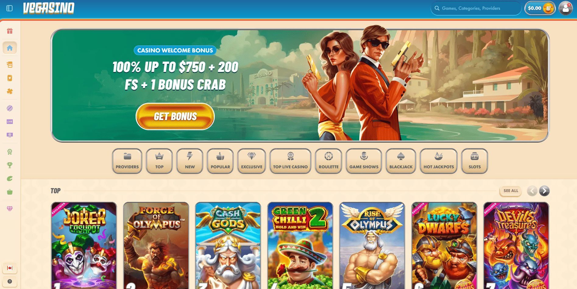Vegasino Homepage