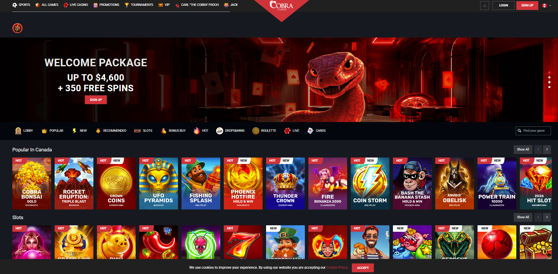 cobra casino new welcome package 2026