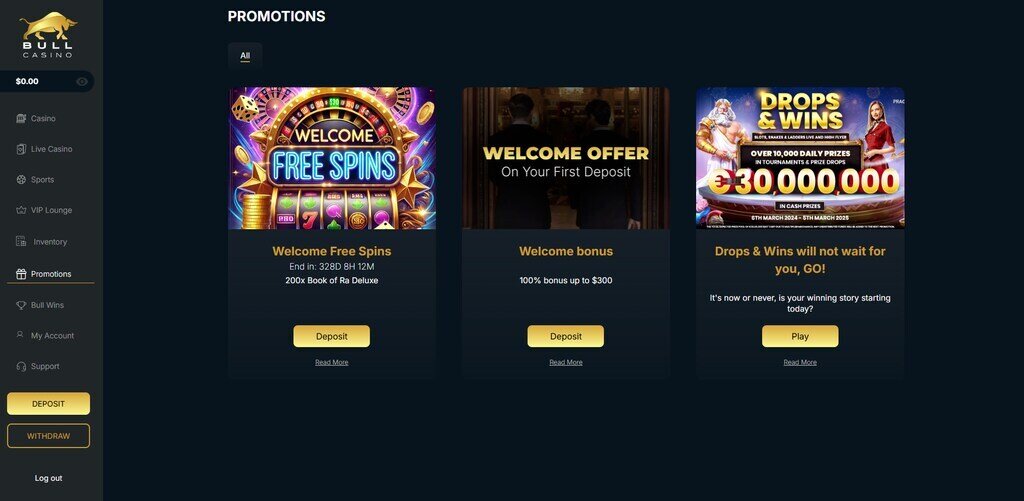 Bull Casino Bonus Page_