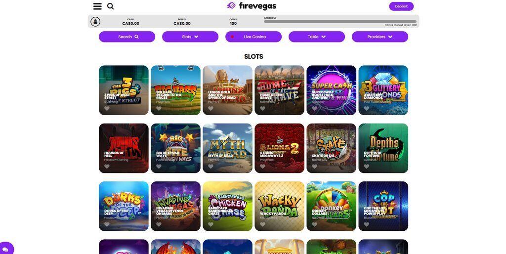 FireVegas Casino Games Library