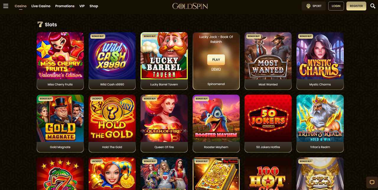 GoldSpin Casino Games Library